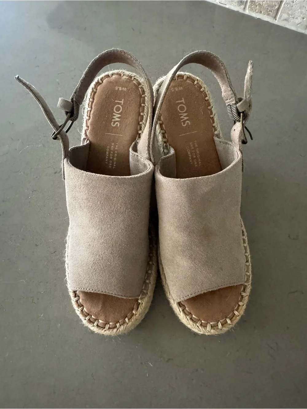 TOMS Women’s Taupe Suede Espadrille Slingback Sandals Size 6.5 NWOT